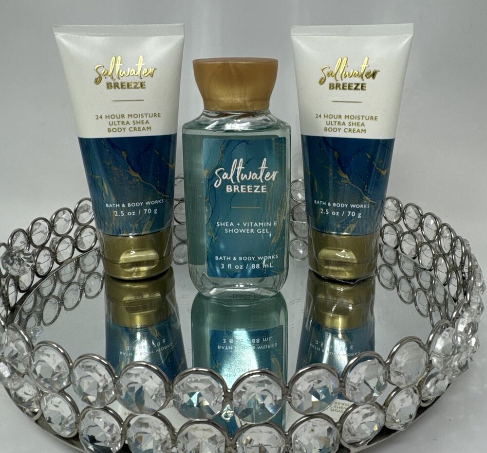 Bath & Body Works Saltwater Breeze Mini Travel Set Body Cream Shower Gel NWT